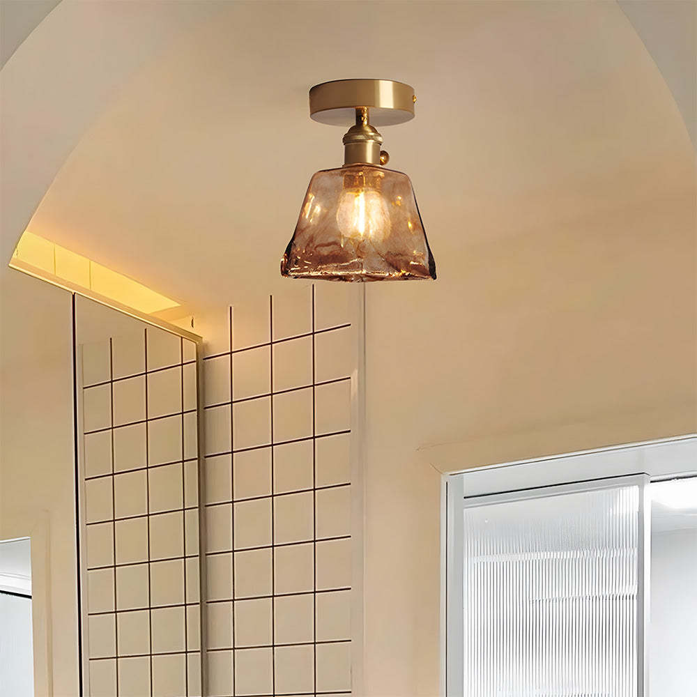 Vintage Amber Glass Multi-Style Semi-Flush Ceiling Light