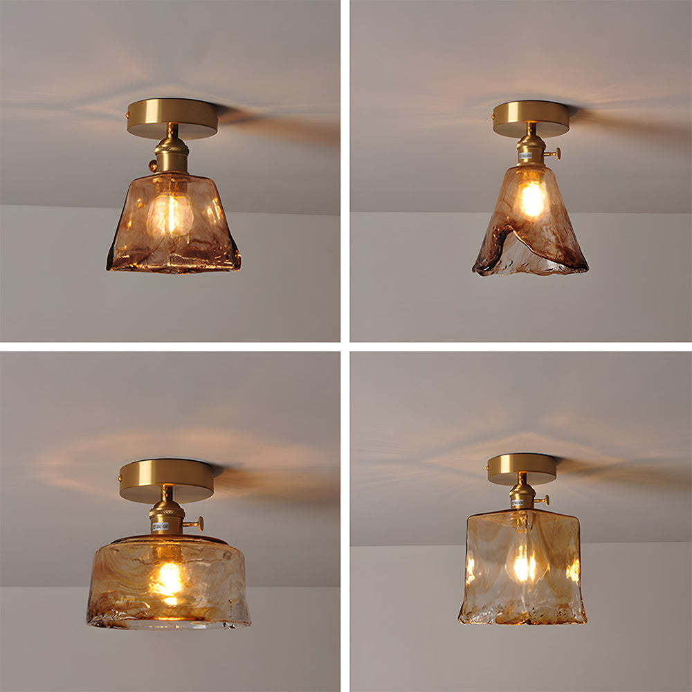 Vintage Amber Glass Multi-Style Semi-Flush Ceiling Light