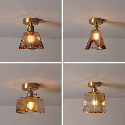 Vintage Amber Glass Multi-Style Semi-Flush Ceiling Light