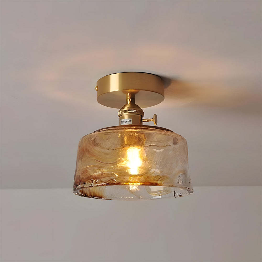 Vintage Amber Glass Multi-Style Semi-Flush Ceiling Light