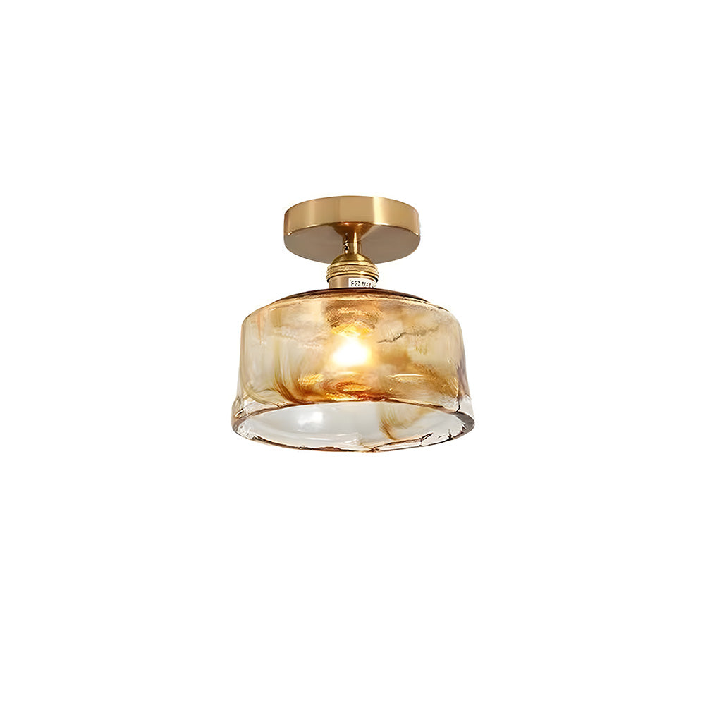 Vintage Amber Glass Multi-Style Semi-Flush Ceiling Light