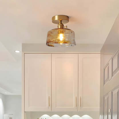 Vintage Amber Glass Multi-Style Semi-Flush Ceiling Light