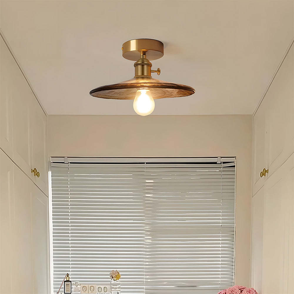 Vintage Amber Glass Multi-Style Semi-Flush Ceiling Light
