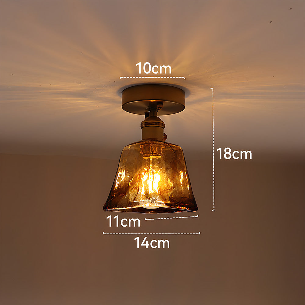 Vintage Amber Glass Multi-Style Semi-Flush Ceiling Light