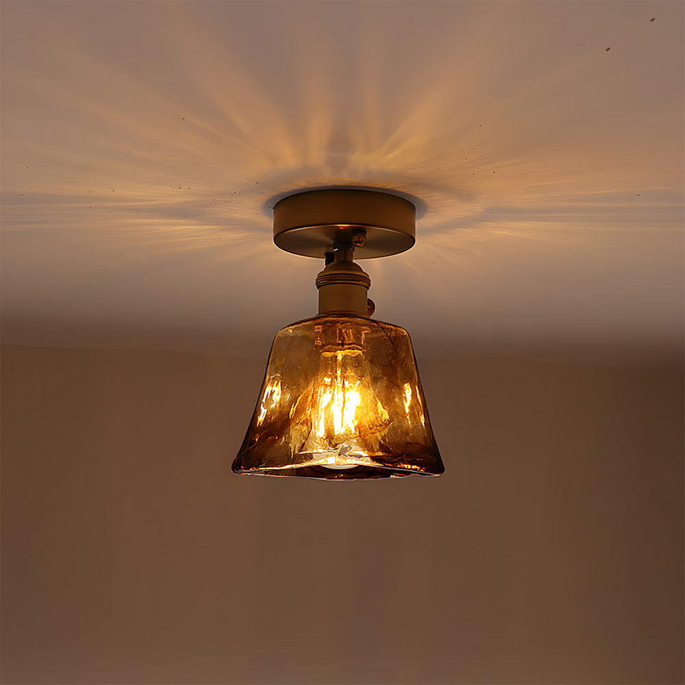 Vintage Amber Glass Multi-Style Semi-Flush Ceiling Light