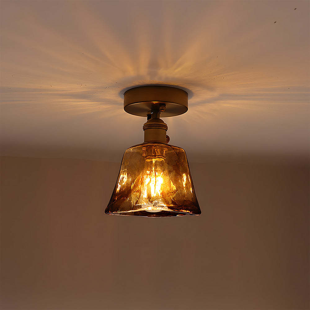 Vintage Amber Glass Multi-Style Semi-Flush Ceiling Light