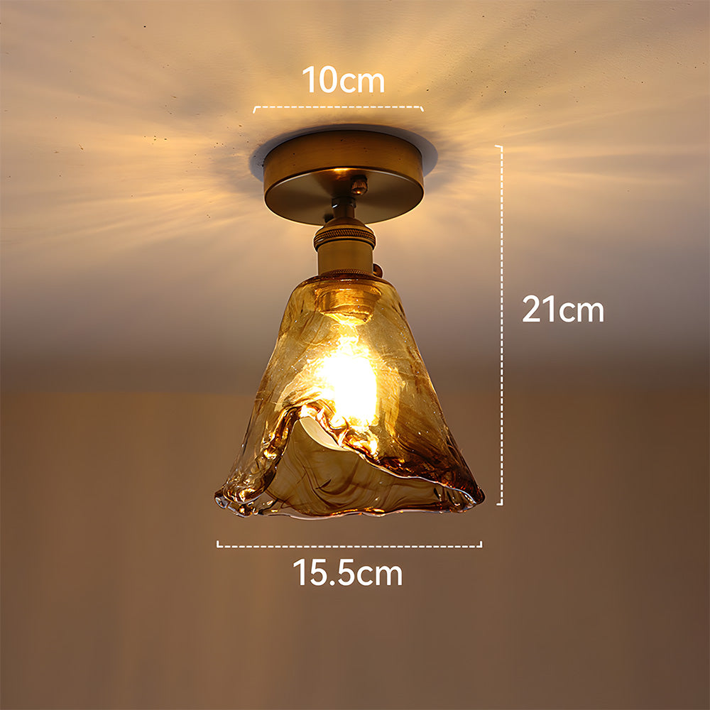Vintage Amber Glass Multi-Style Semi-Flush Ceiling Light