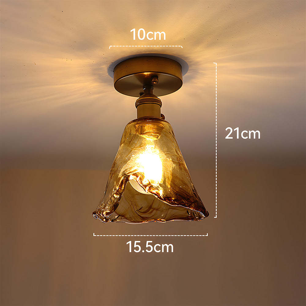 Vintage Amber Glass Multi-Style Semi-Flush Ceiling Light