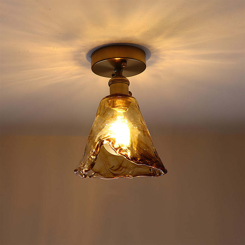 Vintage Amber Glass Multi-Style Semi-Flush Ceiling Light