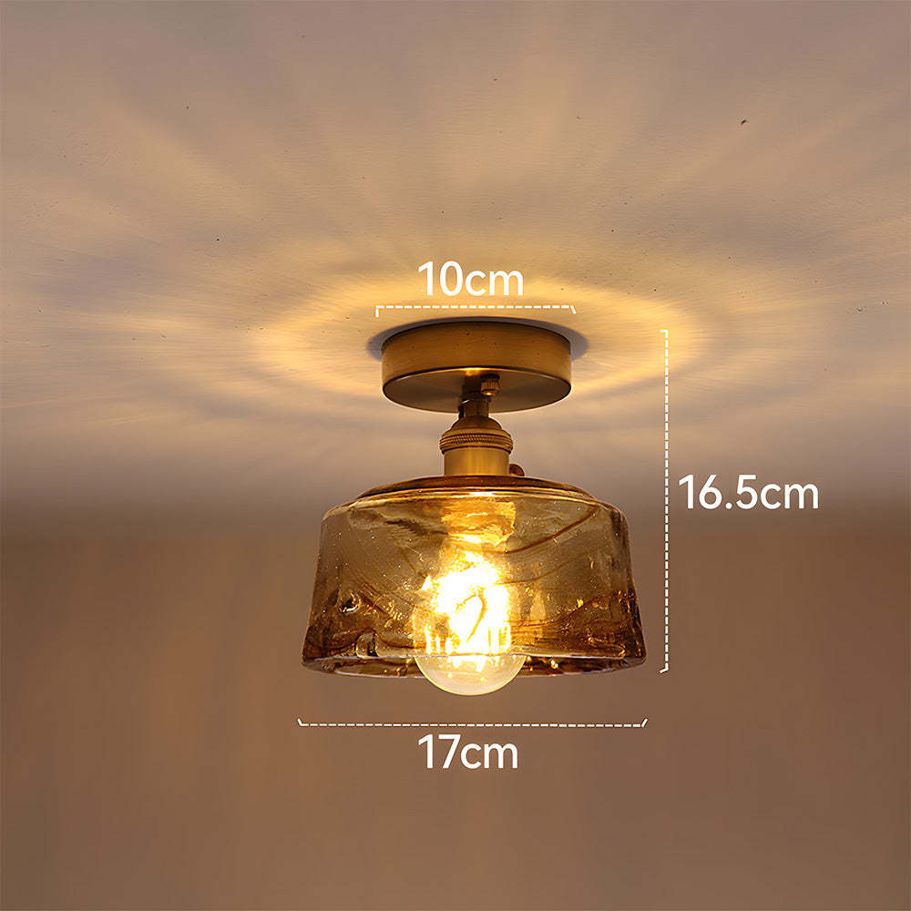 Vintage Amber Glass Multi-Style Semi-Flush Ceiling Light