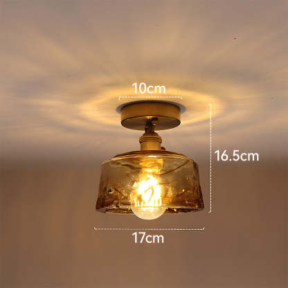 Vintage Amber Glass Multi-Style Semi-Flush Ceiling Light