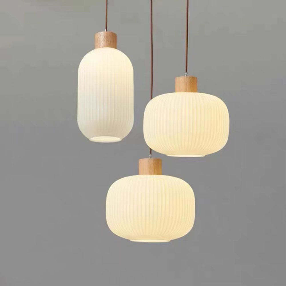 Nordic White Lantern Glass Pendant Lamp -Homdiy