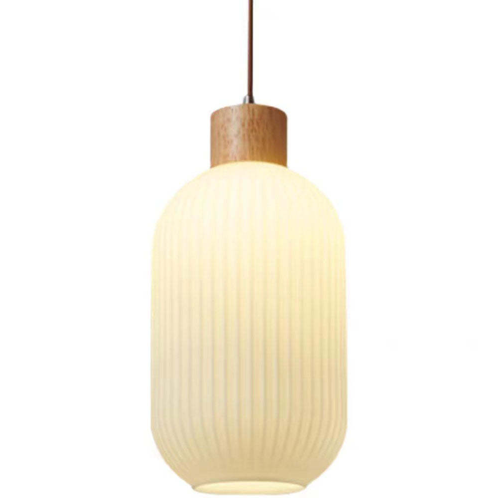 Nordic White Lantern Glass Pendant Lamp -Homdiy