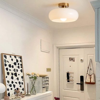 Retro Amber Round Glass Ceiling Light -Homdiy