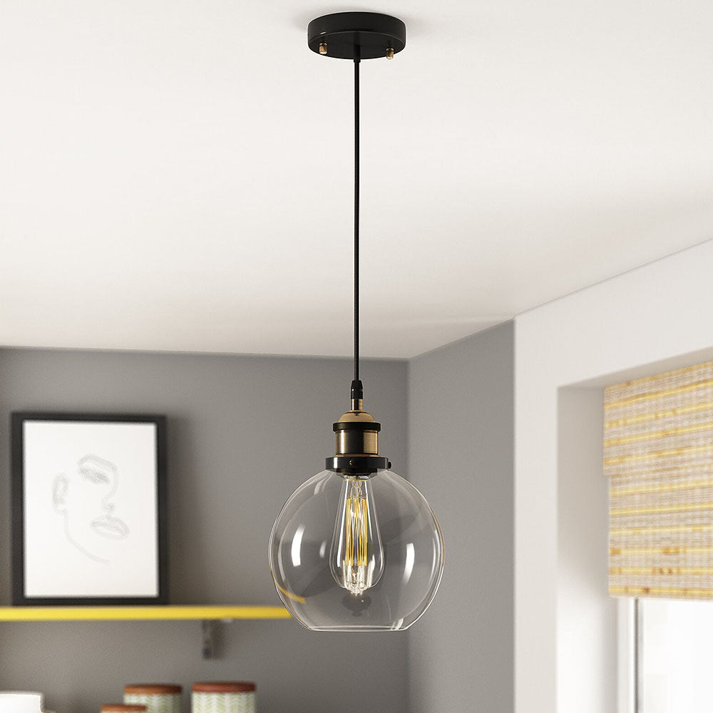 Minimalist Style Black Glass Pendant Light For Kitchen