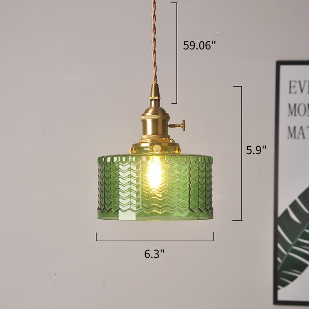 Retro Short Cylinder Wavy Glass Pendant Light -Homdiy