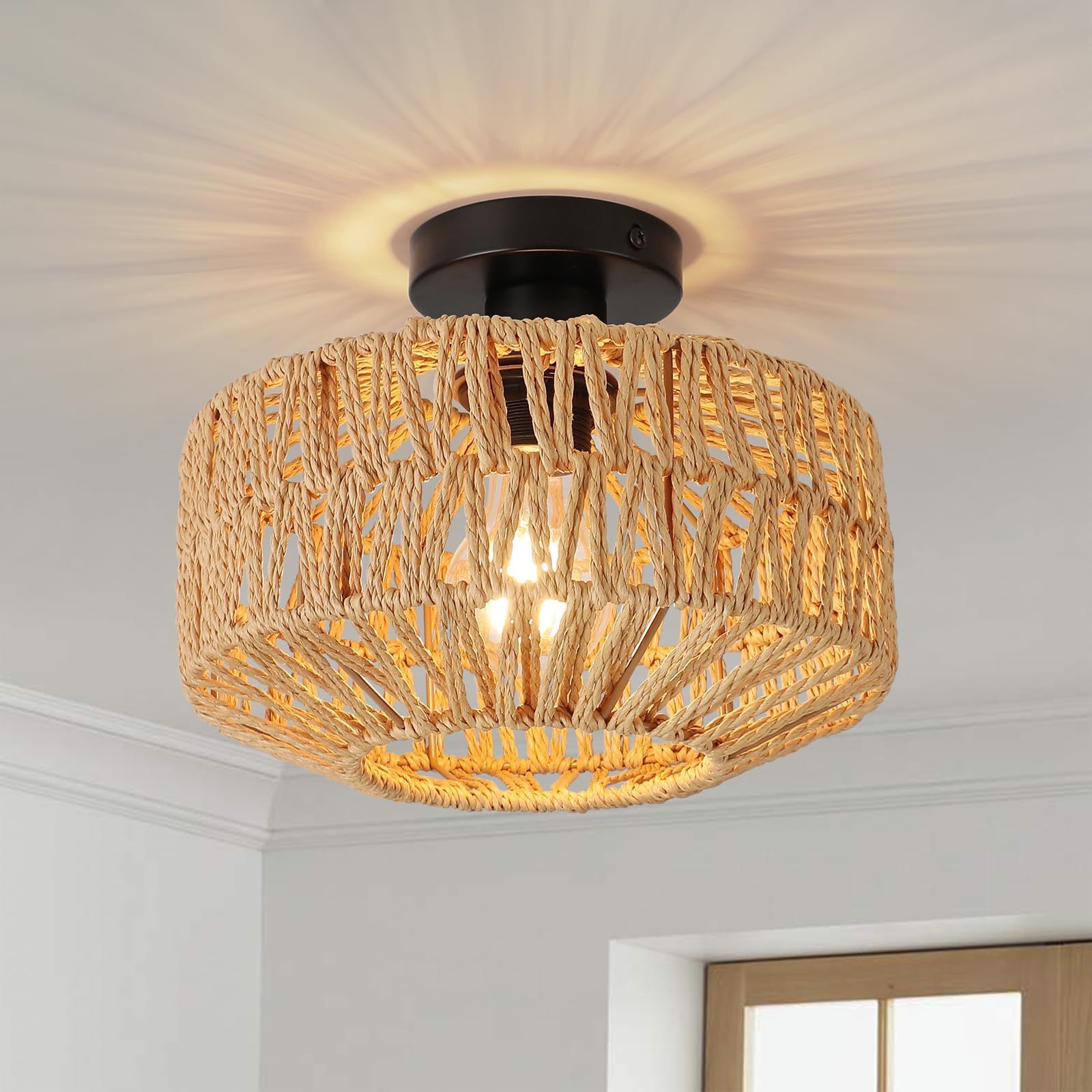Boho Rope Ceiling Light Fixture For Living Room