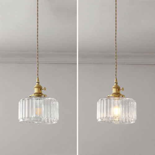 Retro Short Cylinder Wavy Glass Pendant Light -Homdiy