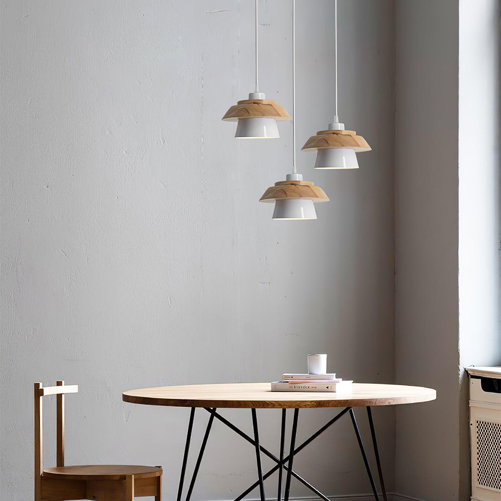 Minimalist Rustic Wood Round Pendant Lights