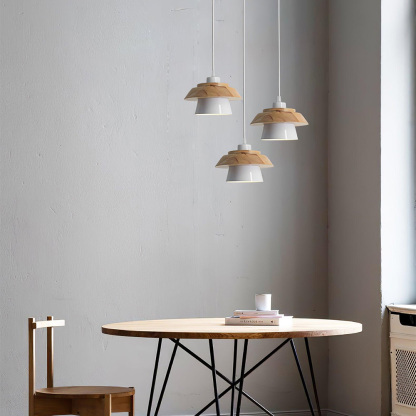 Minimalist Rustic Wood Round Pendant Lights