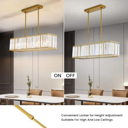 Nordic Square Crystal Island Lamps For Kitchen