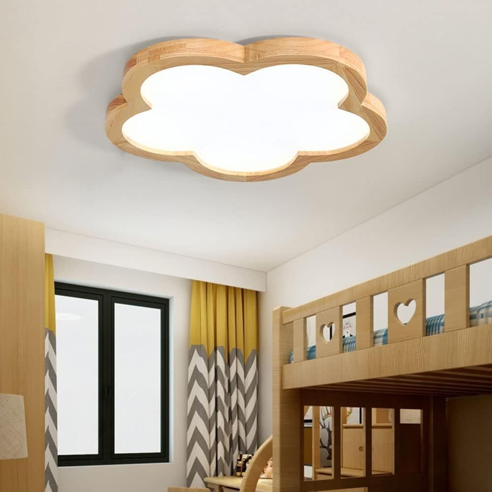 Simple Flowers Wabi-Sabi Wood LED Ceiling Light For Bedroom