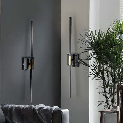 Set of 2 Industrial Black Iron LED Rechargeable Wall Light For Living Room