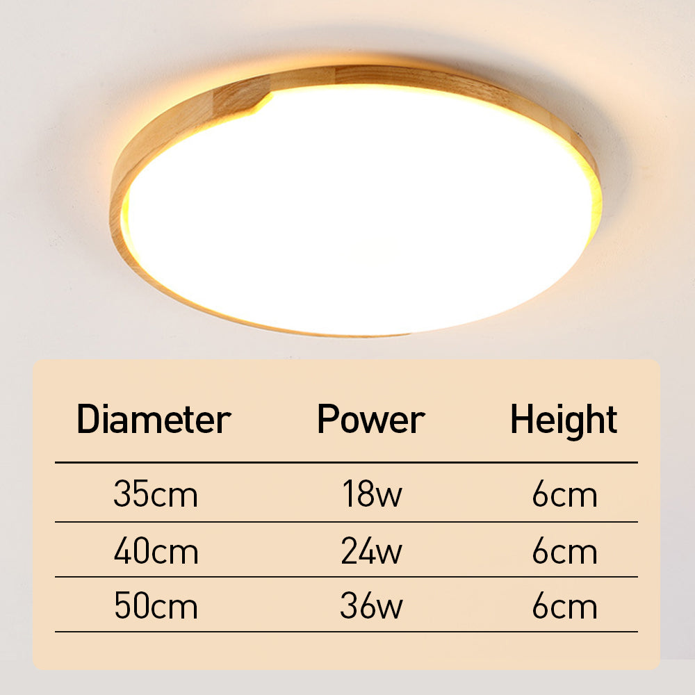 Classic Retro Wood And Acrylic LED Ceiling Light For Living Room