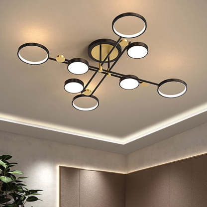 Circular Gold And Black LED Living Room Ceiling Light