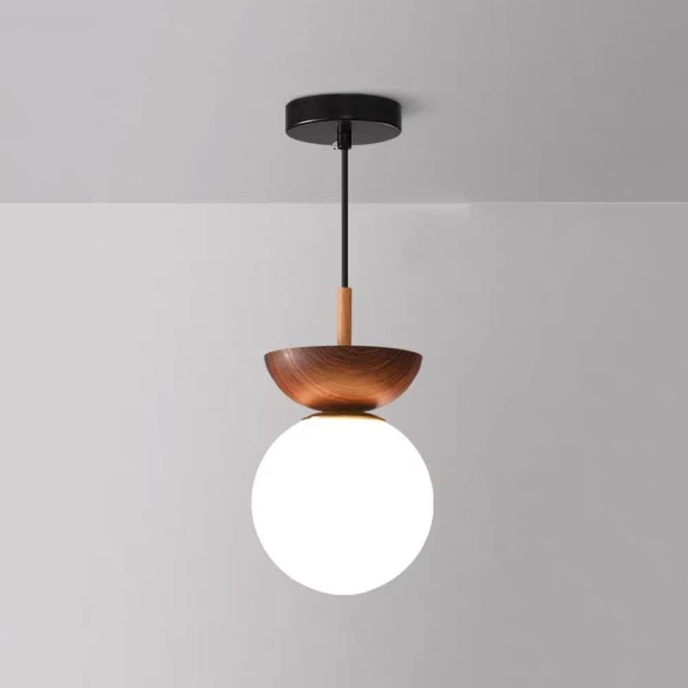 Homdiy Modern Wood Pendant Lamp For Kitchen Simple Glass Pendant Lights
