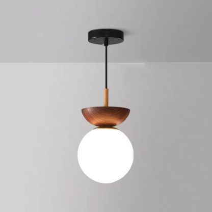 Homdiy Modern Wood Pendant Lamp For Kitchen Simple Glass Pendant Lights
