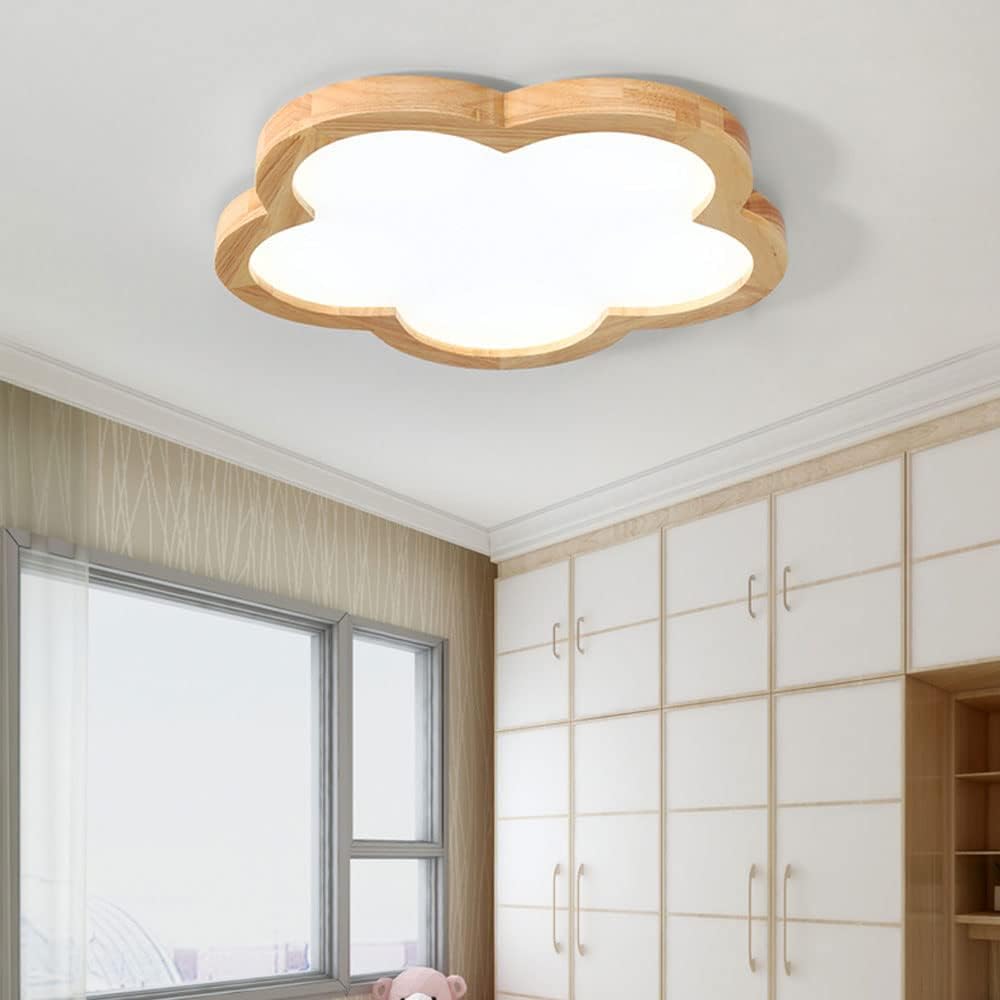 Simple Flowers Wabi-Sabi Wood LED Ceiling Light For Bedroom