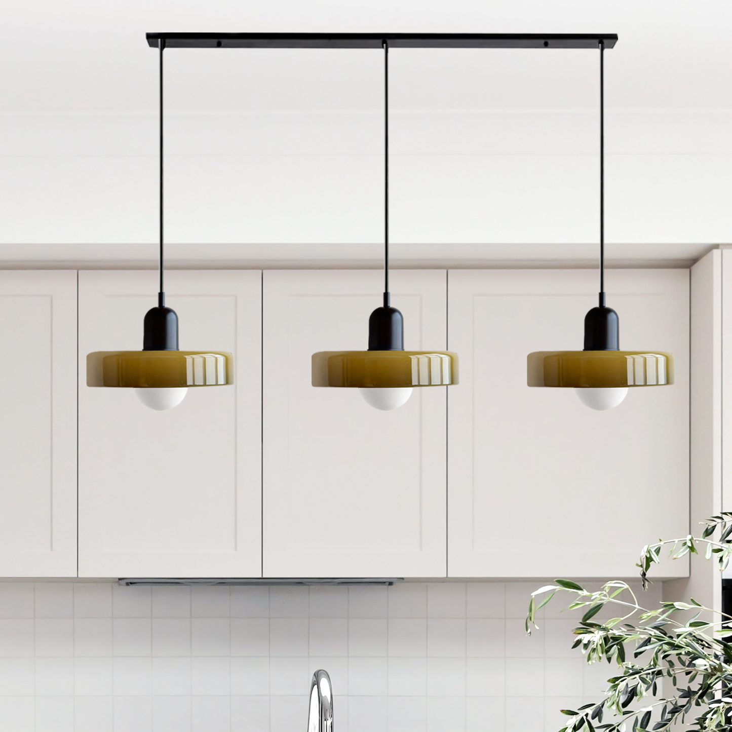 3 Heads Minimalism Art Decor Glass Pendant Light For Kitchen