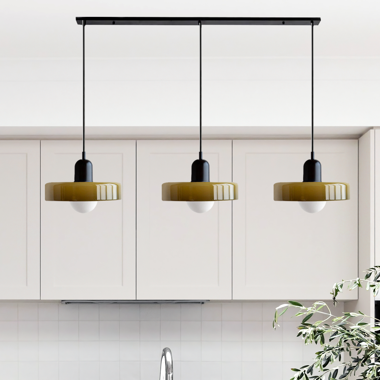 3 Heads Minimalism Art Decor Glass Pendant Light For Kitchen