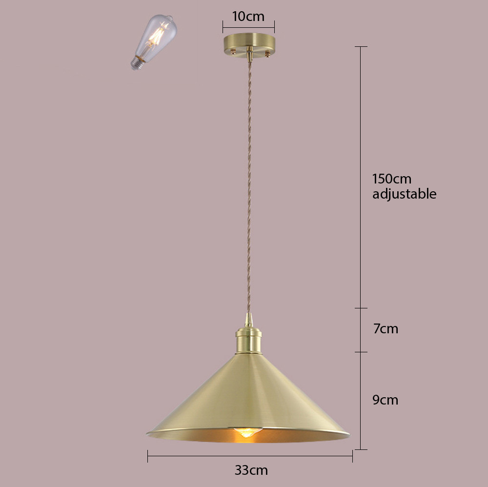 Retro Industrial Round Brass Pendant Lights For Kitchen