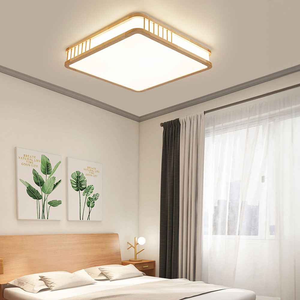 Modern Acrylic Wooden Square LED Ceiling Light