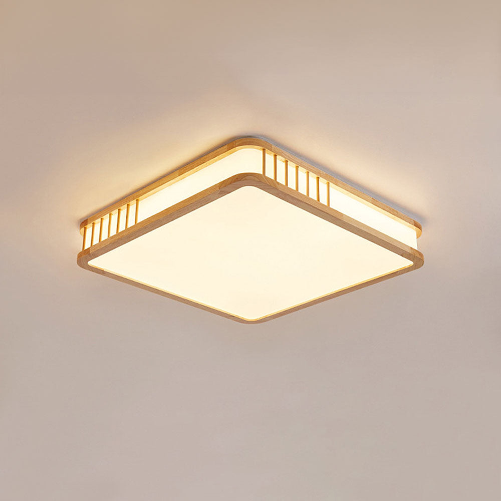 Lampsmodern Modern LED Ceiling Light Fixture Acrylic Wooden Square Ceiling Lamp