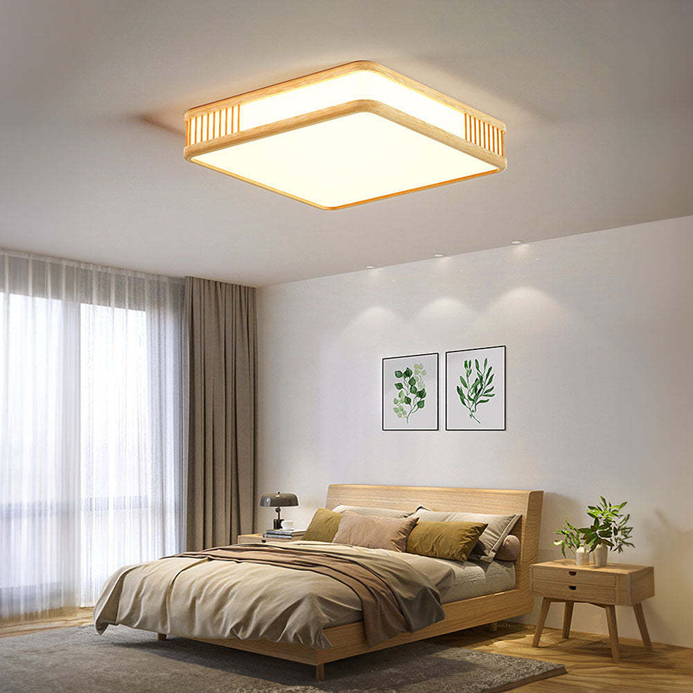 Modern Acrylic Wooden Square LED Ceiling Light