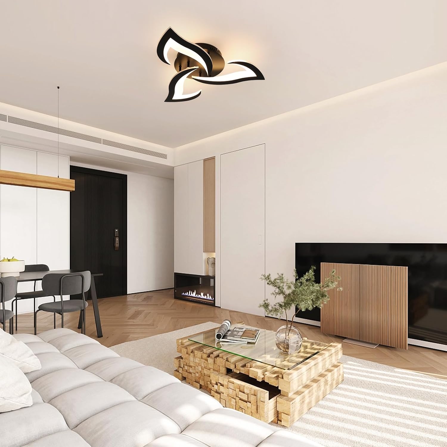 Modern Flower Shape Iron LED Ceiling Light For Bedroom