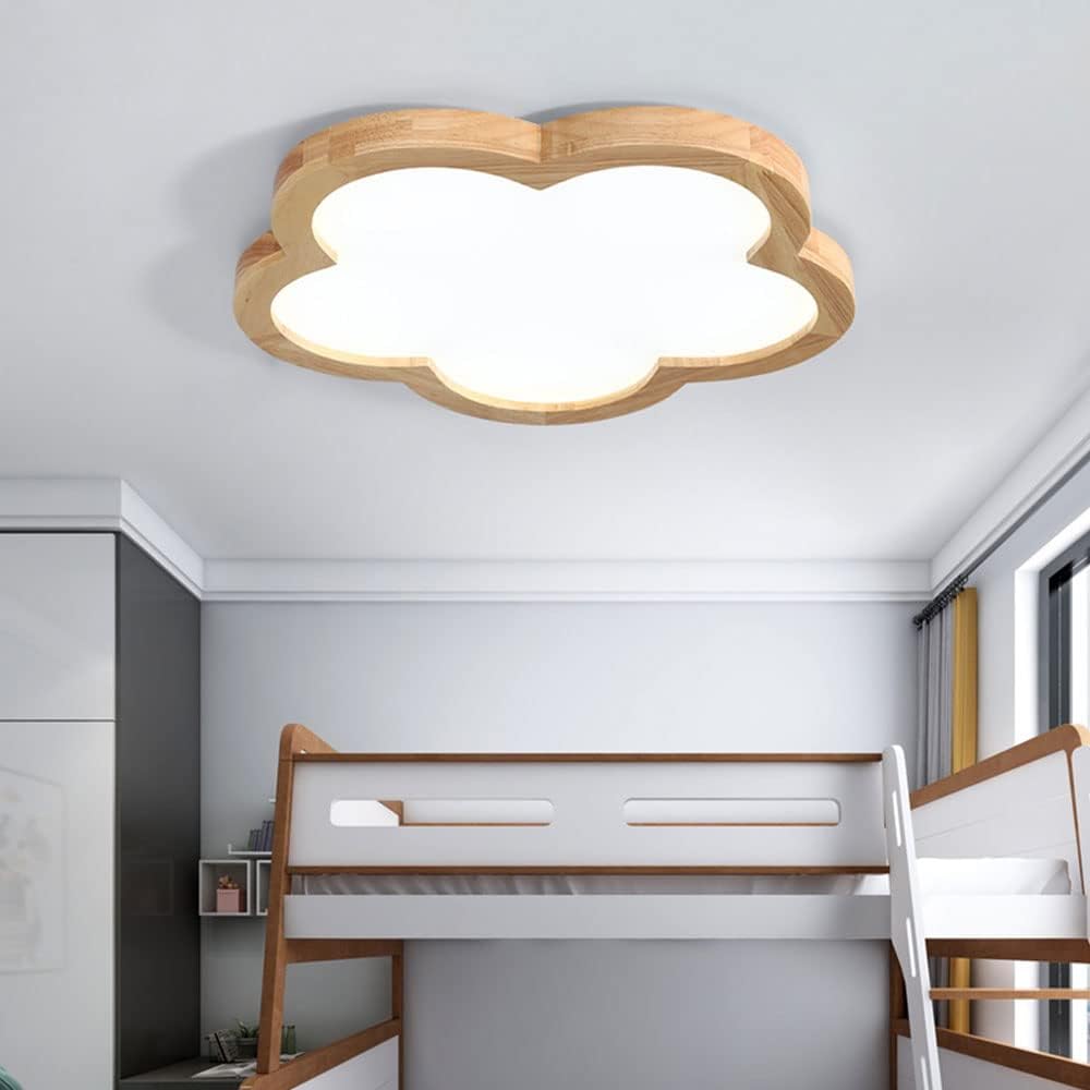 Simple Flowers Wabi-Sabi Wood LED Ceiling Light For Bedroom