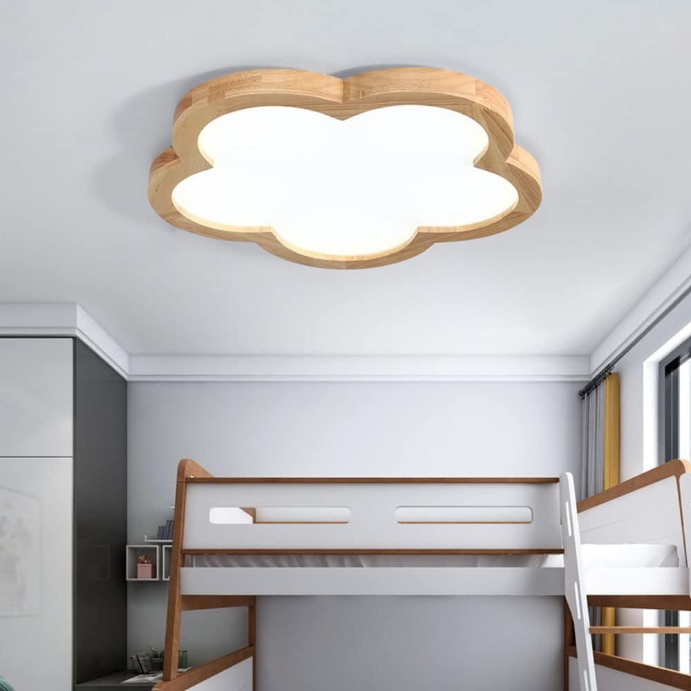 Simple Flowers Wabi-Sabi Wood LED Ceiling Light For Bedroom