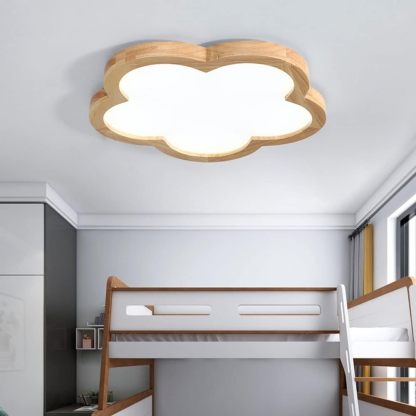 Simple Flowers Wabi-Sabi Wood LED Ceiling Light For Bedroom