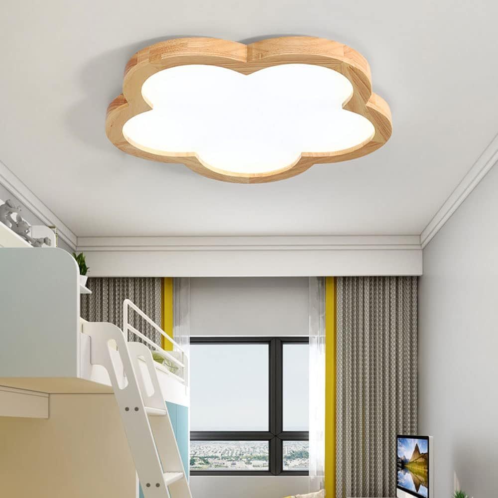 Simple Flowers Wabi-Sabi Wood LED Ceiling Light For Bedroom