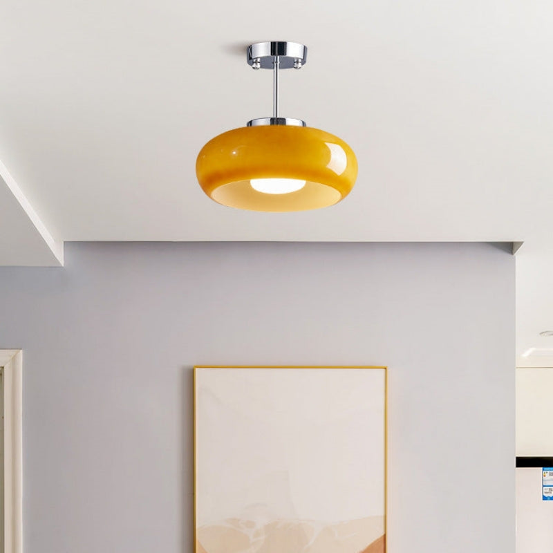 Retro Amber Round Glass Ceiling Light -Homdiy