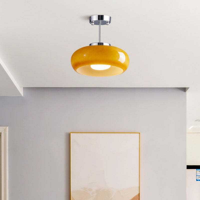 Retro Amber Round Glass Ceiling Light -Homdiy