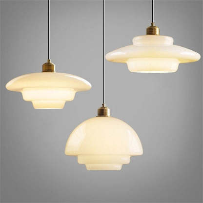Mid Century Art Milk White Glass Pendant Light -Homdiy