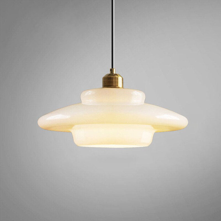 Mid Century Art Milk White Glass Pendant Light -Homdiy