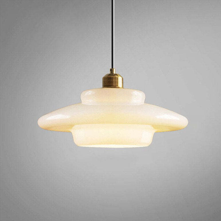 Mid Century Art Milk White Glass Pendant Light -Homdiy