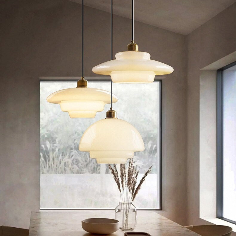 Mid Century Art Milk White Glass Pendant Light -Homdiy