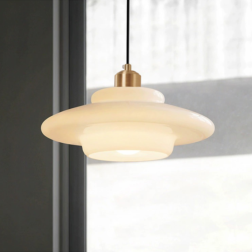 Mid Century Art Milk White Glass Pendant Light -Homdiy